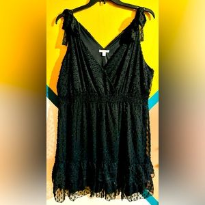 Black Swiss Dot Dress with 2 mini tiers